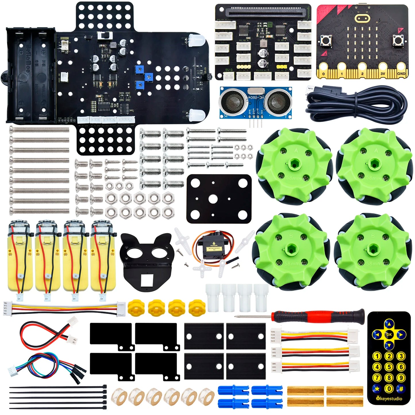 Keyestudio Micro:bit 4WD Mecanum Robotics Car V2.0 – Programmable Python STEM Kit