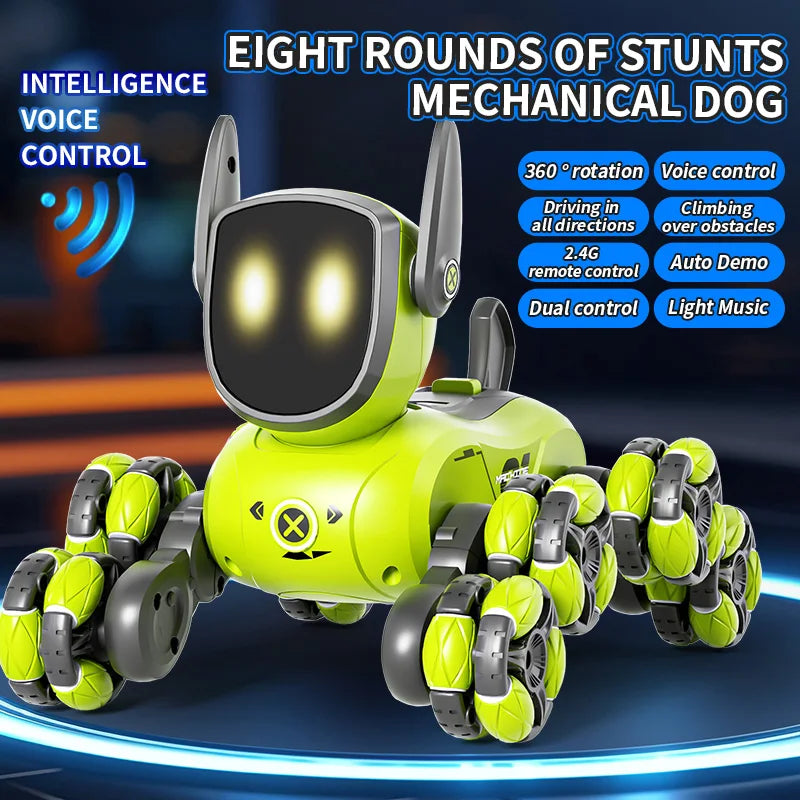 Interactive touch and voice responsive robot dog for sensory play