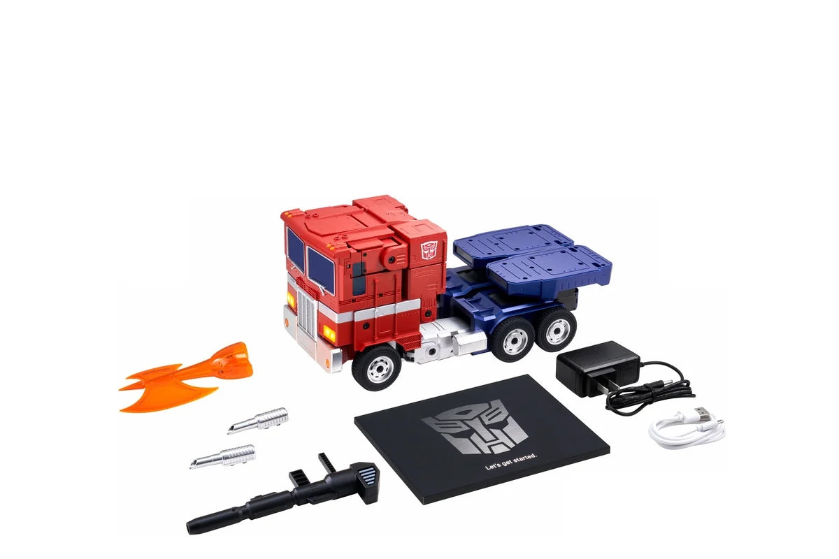 Robosen Optimus Prime programmable AI robot controlled by mobile app.