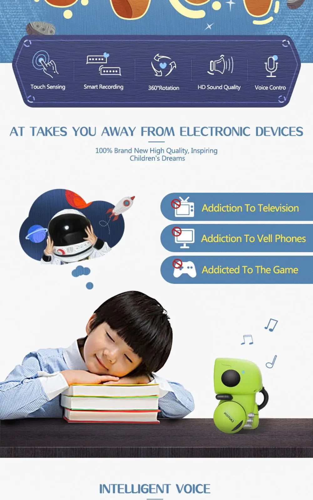 Interactive AI Smart Robot Toy with Voice & Touch Control for Kids