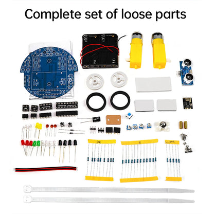 Complete set of loose electronic parts on a white background