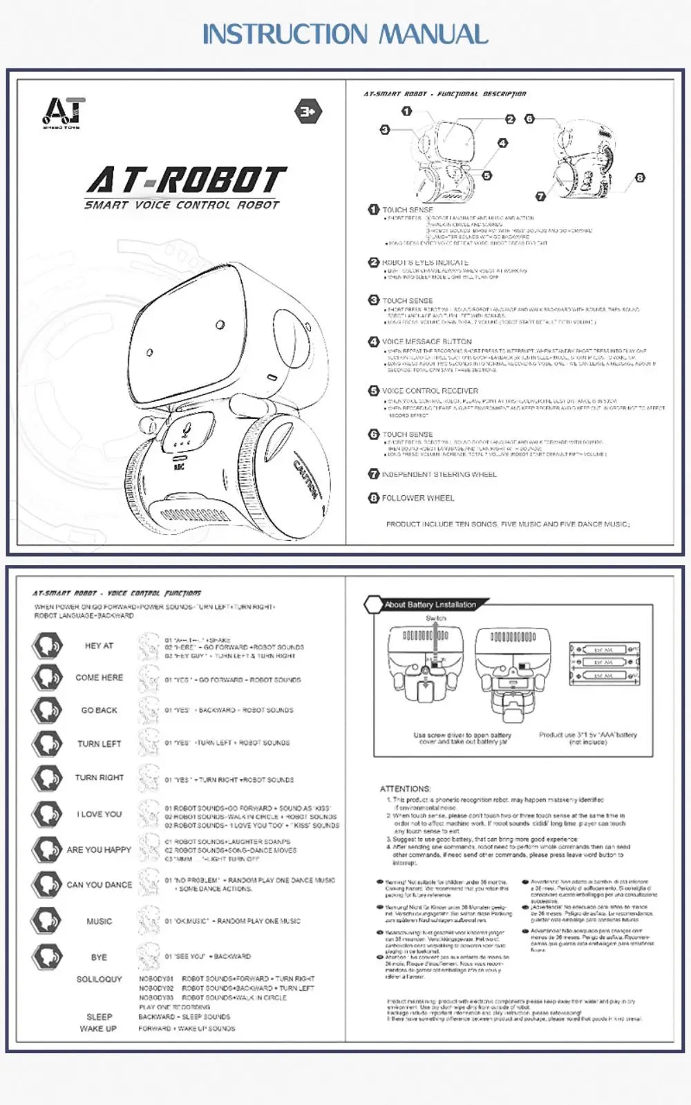 Interactive AI Smart Robot Toy with Voice & Touch Control for Kids