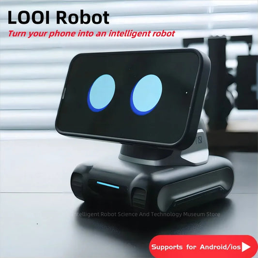 LOOI AI companion robot transforming smartphone into interactive ChatGPT desktop buddy

